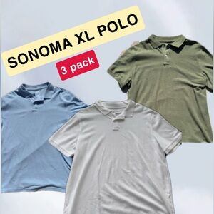 3 Sonoma Polo Shirt Pack - Green, Blue, and White